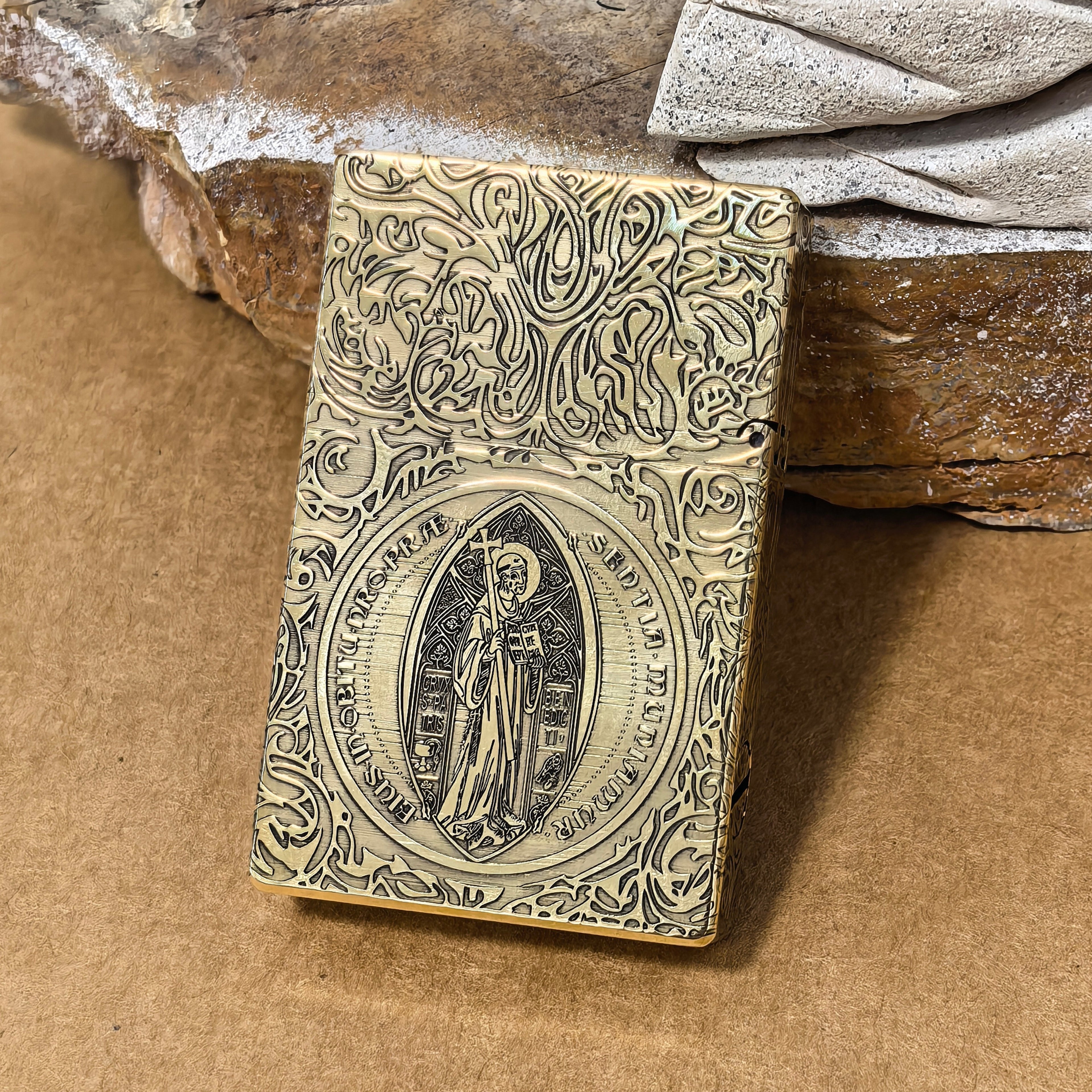 Vintage Brass Engraved Lighter